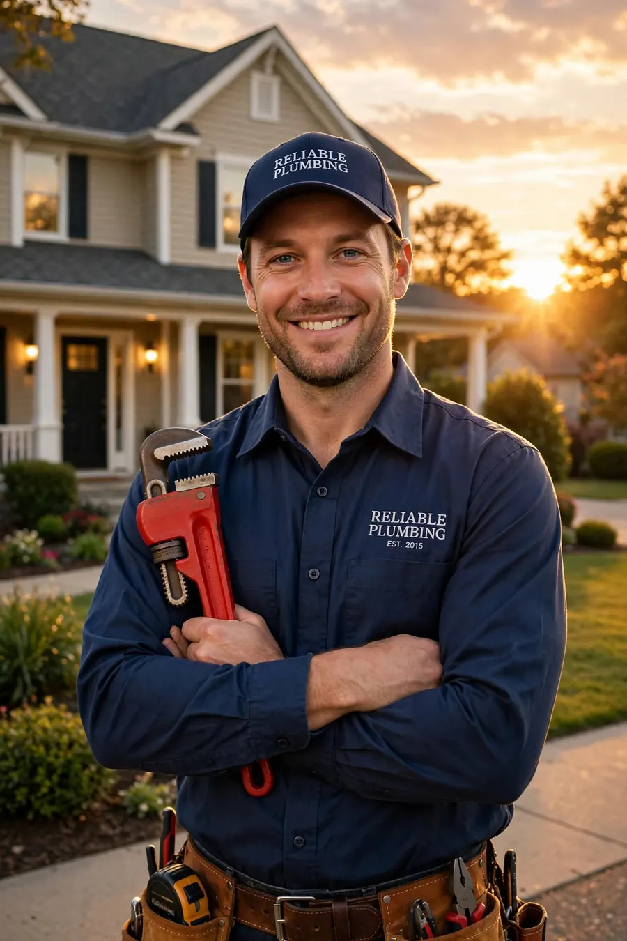 Plumber in front of a Sterling, Virginia home